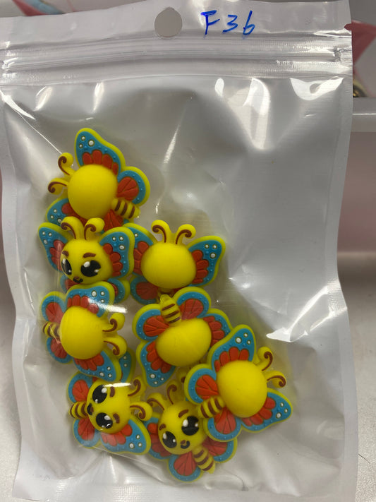 F36 Yellow Butterfly $4/8pcs
